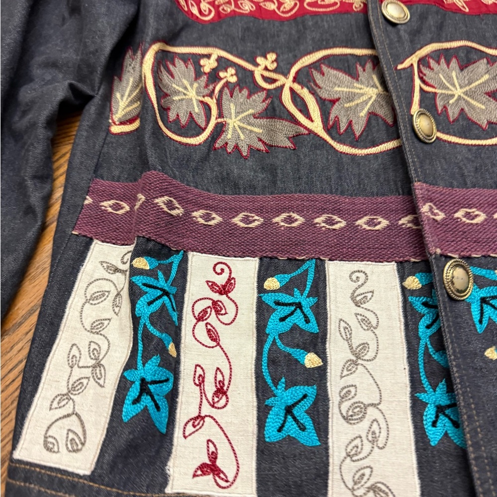 Indigo Women's Embroidered Jacket - Black with Multicolor Accents - Picture 8 of 9